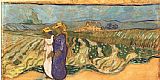 Femme Paintings - Deux femmes traversant un champ 1890 by Vincent van Gogh